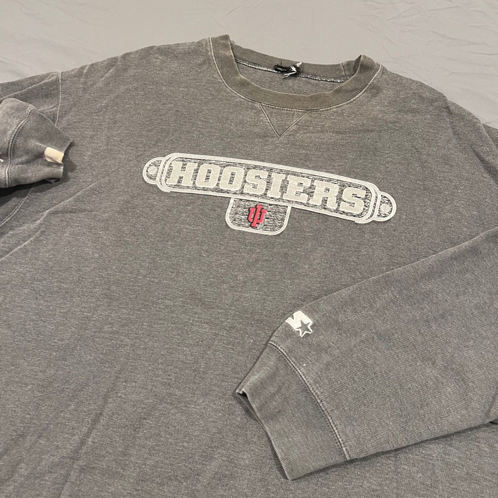 Vintage Starter Indiana University IU Hoosiers Faded Gray Sweatshirt XL 90s